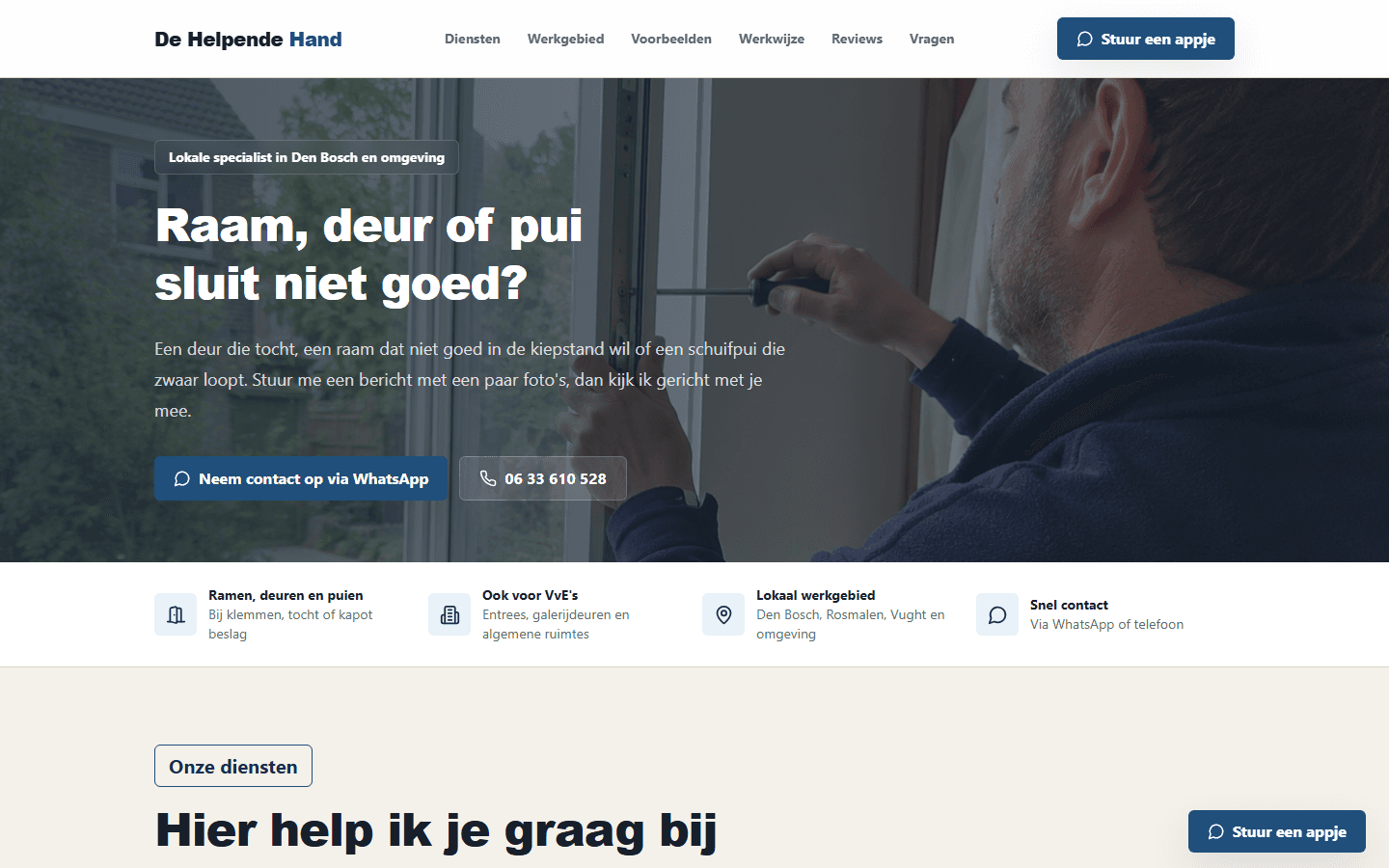 Desktop screenshot van De Helpende Hand