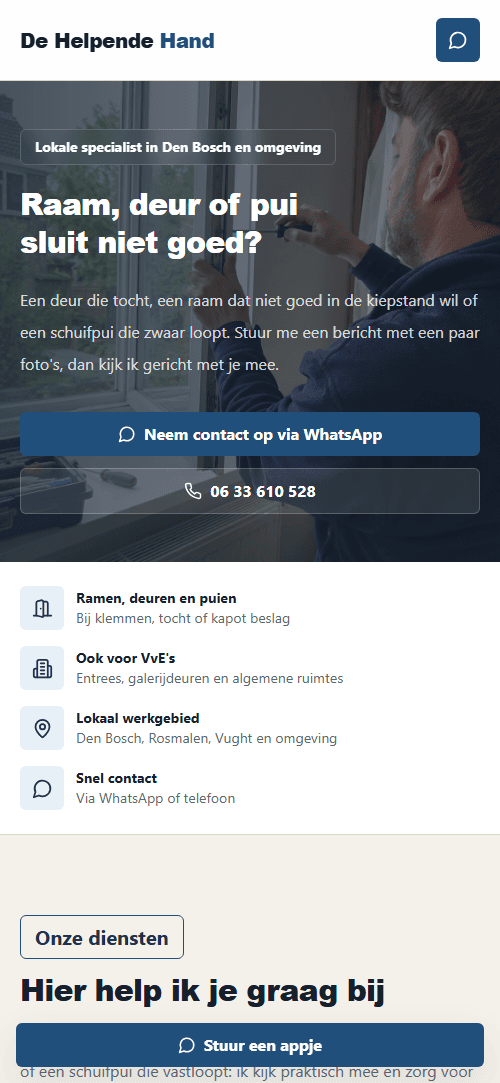 Mobiele screenshot van De Helpende Hand