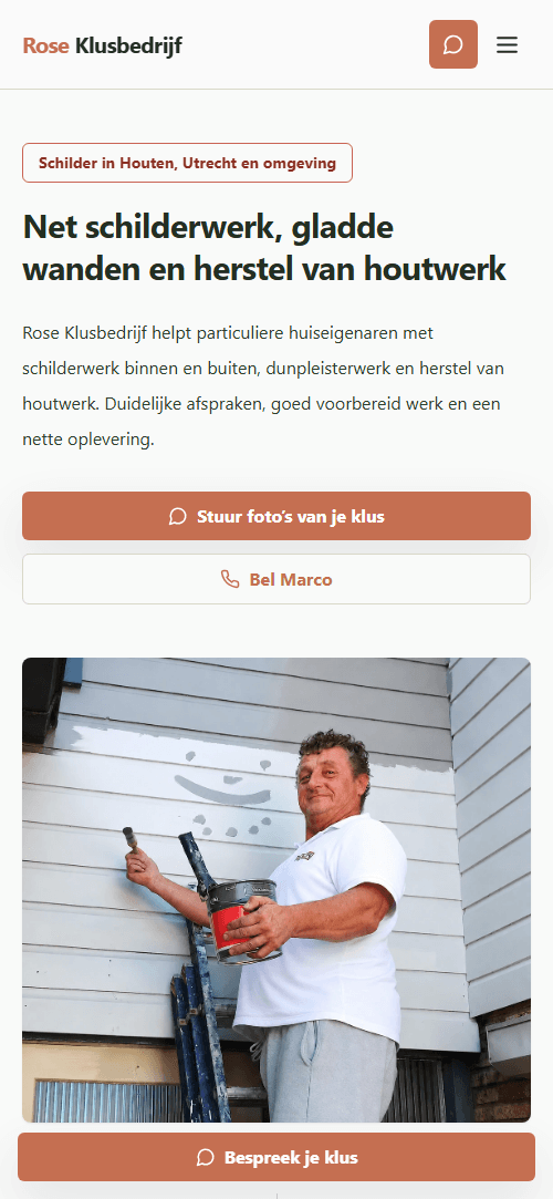 Mobiele screenshot van Rose Klusbedrijf